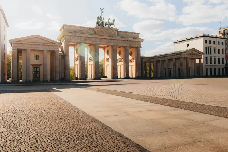 The Brandenburg Gate in Berlin on a sunny day