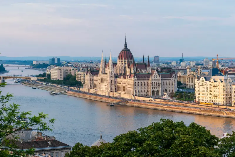 The Hungarian Parliament on the banks of the Danube in Budapest