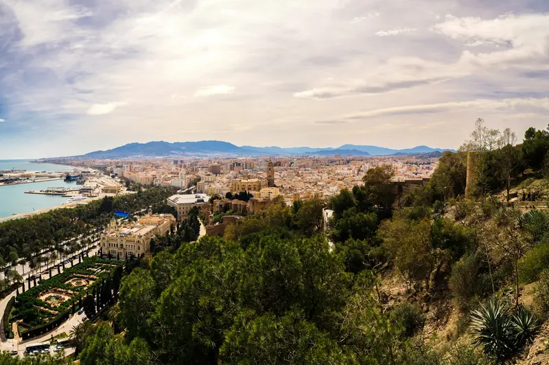 View over Málaga and the sea on the Costa del Sol