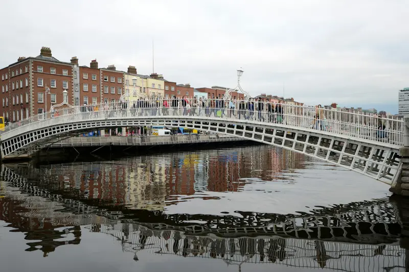 The Ha’penny Bridge over the River Liffey in Dublin