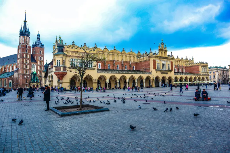 St Mary’s Basilica and the Cloth Hall on the Main Square in Kraków