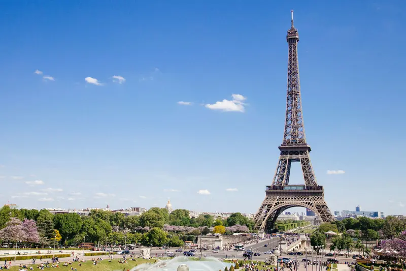 The Eiffel Tower in Paris on a sunny day